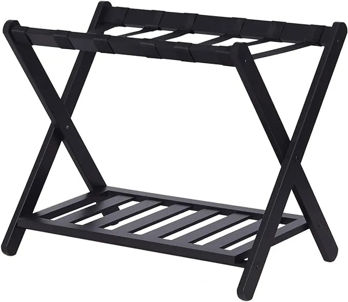 Hhdacson Luggage Rack with Shelf Folding Luggage Rack for Guest Room Bedroom Hotel