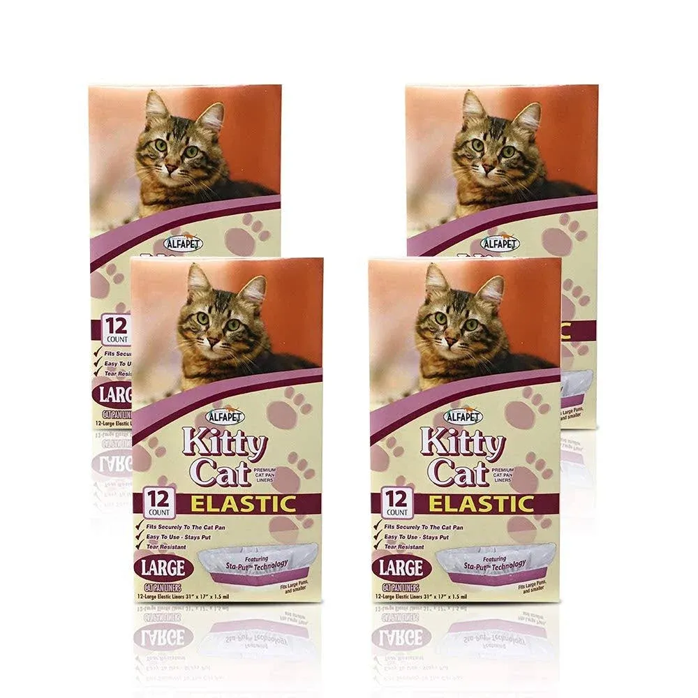 Alfapet Kitty Cat Litter Box Disposable, Elastic Liners- 12-count-For Medium and ...