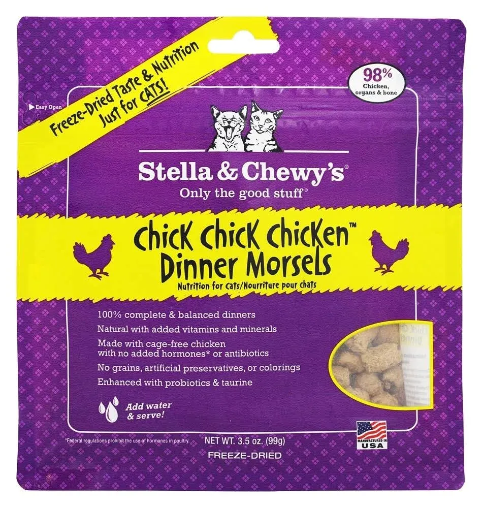 Stella & Chewy's Freeze-Dried Raw Chick, Chick, Chicken Dinner Morsels Cat Food, 18 oz. Bag, Freeze-Dried Raw Cat Dinner Morsels