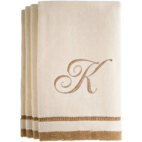 Monogrammed Ivory Fingertip Towels Set of 4