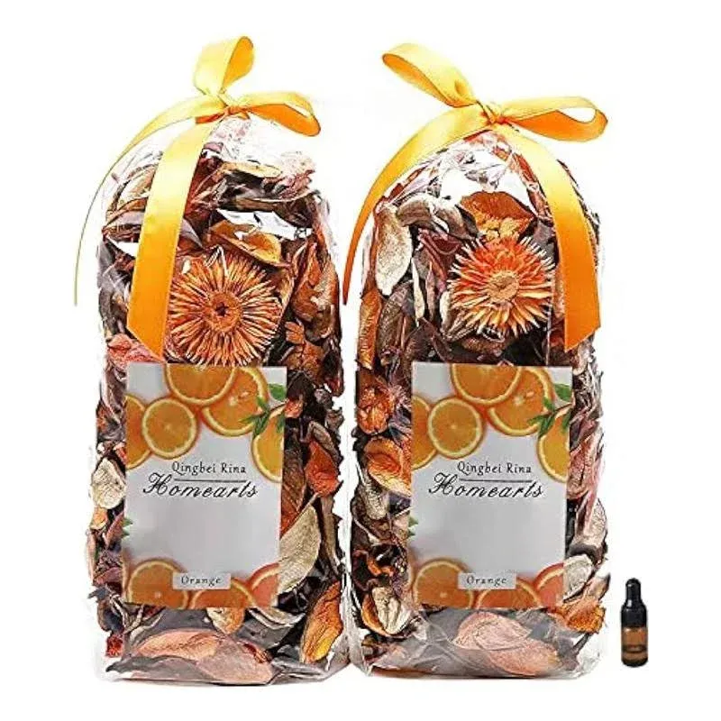 Qingbei Rina Fall Potpourri Bags,Orange Scented Potpourri Dried Flowers,Autumn Decorative Bowl Vase Filler,Home Fragrance Sac