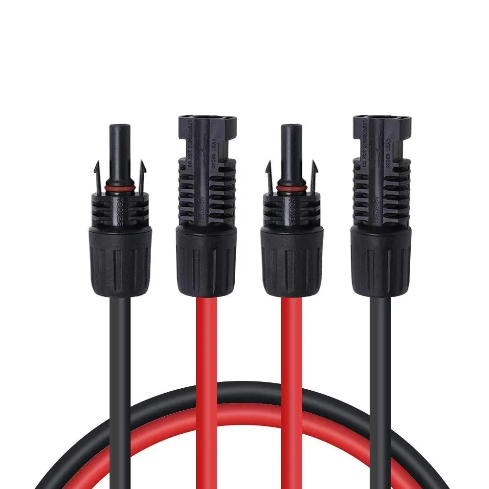 Renogy 20ft 10AWG Solar Panel Male and Female Connectors, Extension Cables-Pair, 1 Pair (Red and Black)