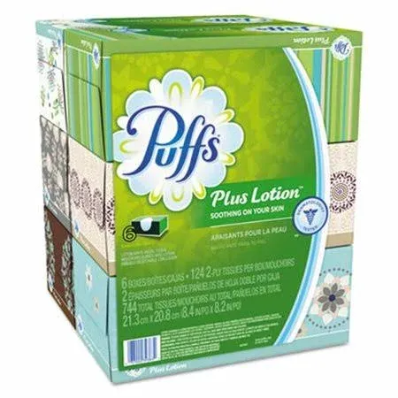 Puffs Plus Lotion Facial Tissues, Cube, 4 Boxes (56 Count Each)