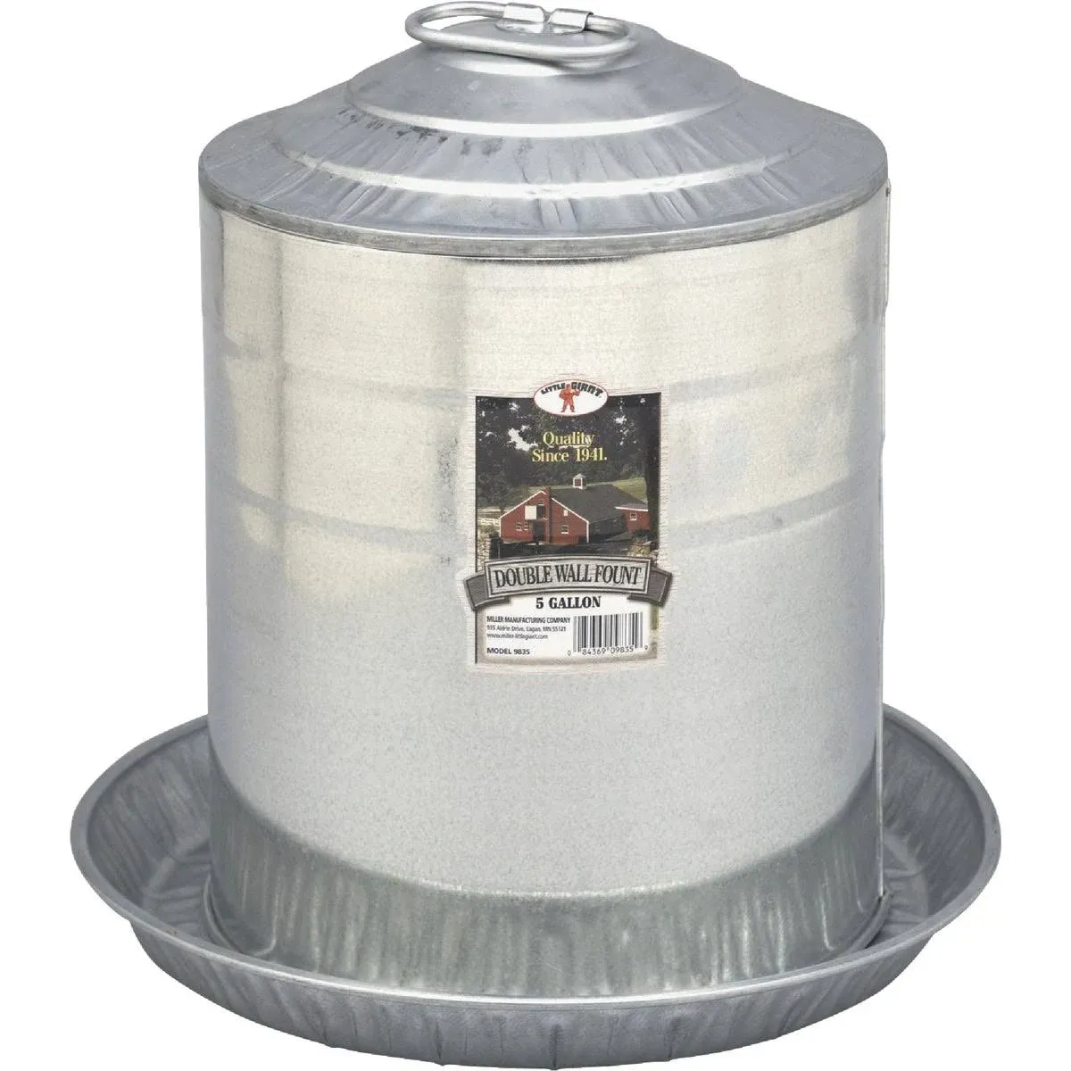 Double Wall Cone Top Galvanized Poultry Fountain 5 Gallon Galv Steel