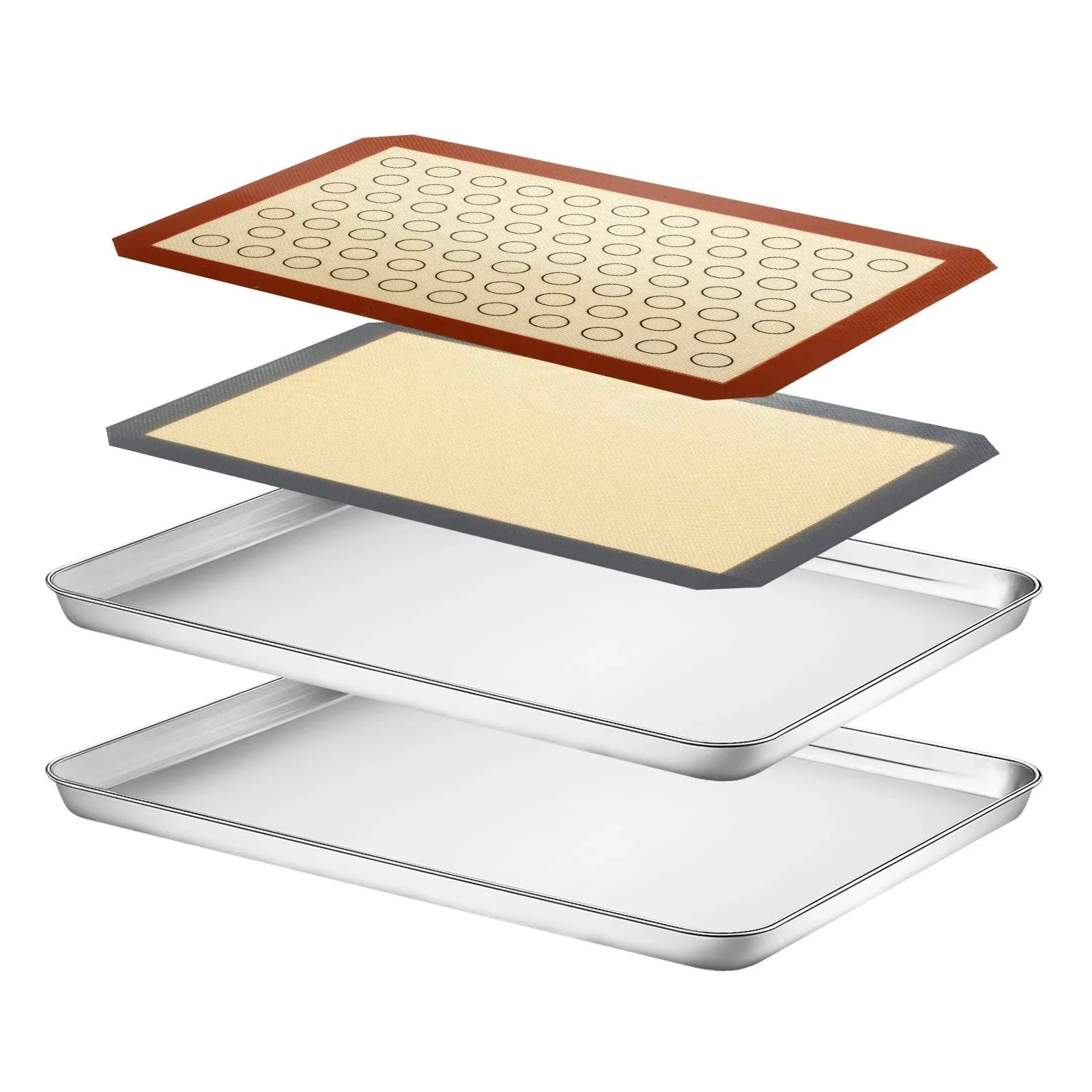 Yododo Baking Sheet with Silicone Mat Set, Yododo Set of 4 (2 Sheets + 2 Mats ...