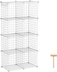 C&AHOME Wire Cube Storage, 8-Cube Organizer Metal C Grids Storage, Storage Bins Shelving, Modular Shelves, DIY Closet Cabinet Ideal for Living Room, Home, Office 24.8" L x 12.4" W x 48.4" H White