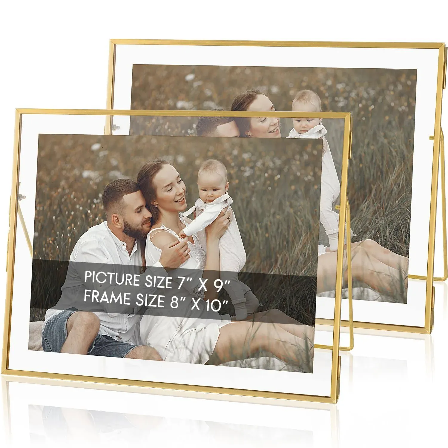 Jajamy Gold Floating Picture Frame Set of 2, Horizontal Gold 8x10 Picture Frames ...