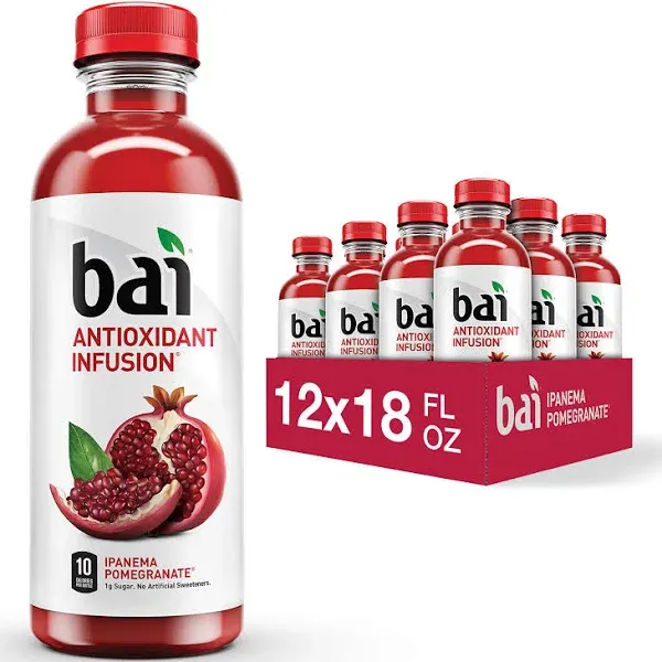 Bai Flavored Water, Ipanema Pomegranate, Antioxidant Infused Drinks, 18 Fluid Ounce Bottle (Pack of 12)