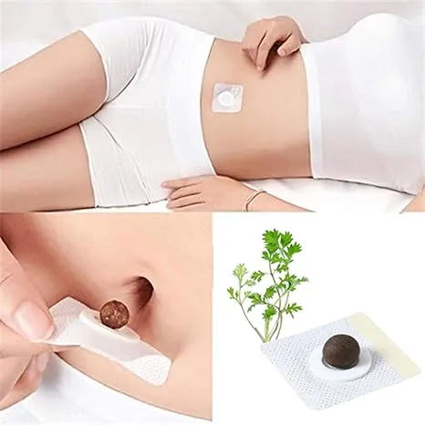 Bubchen Mugwort Belly Patch,30Pcs Natural Wormwood Essence and 30Pcs Belly Sticker, Moxa Hot Moxibustion Navel Wormwood Sticker