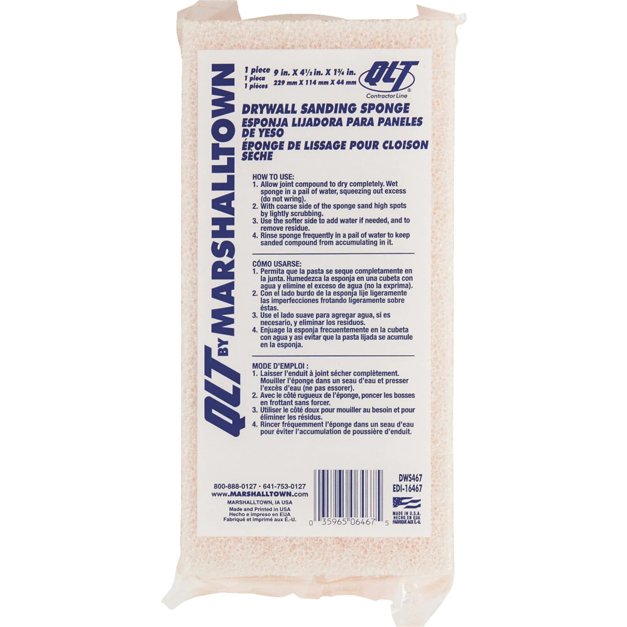 Marshalltown DWS467-3 Drywall Sanding Sponge 9" L X 4.5" W