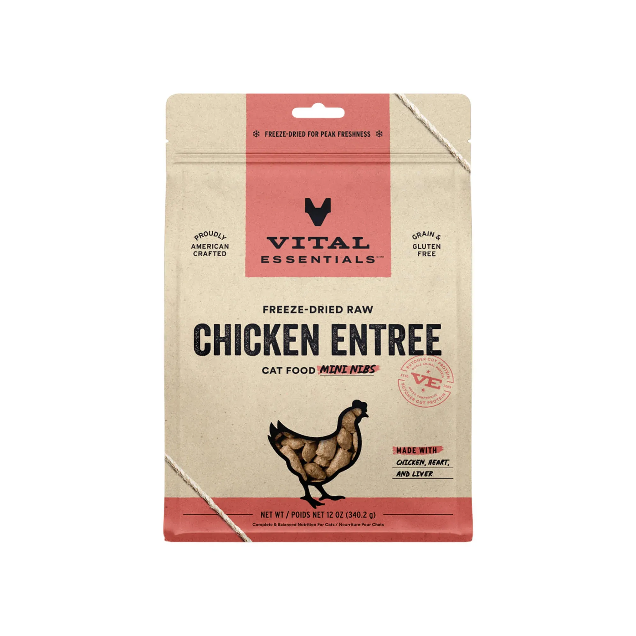 Vital Essentials Freeze-Dried Chicken Entree Cat Food Mini Nibs 8 oz