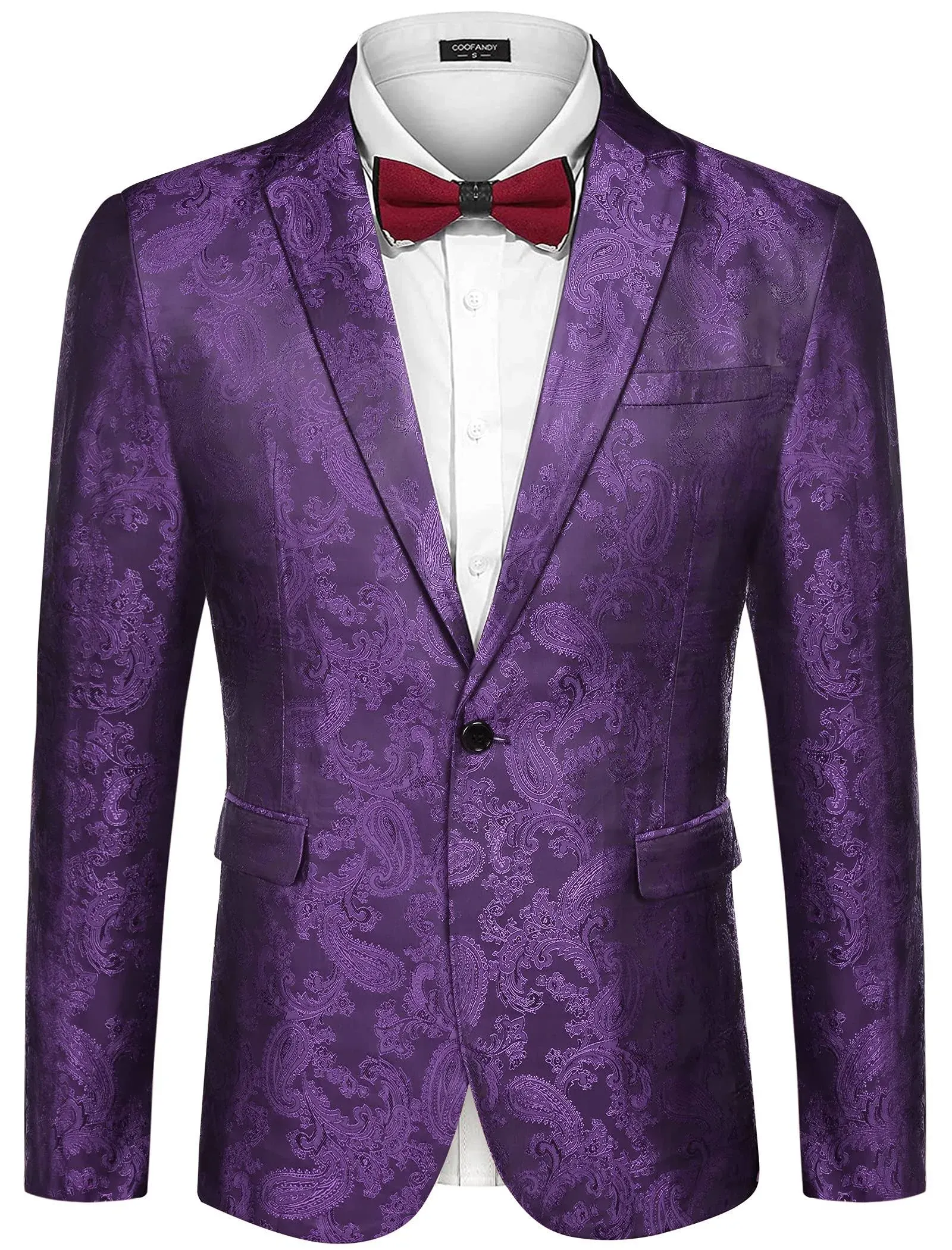 COOFANDY Men's Floral Tuxedo Jacket Paisley Notch Lapel Stylish Suit Blazer Jacket for Wedding, Dinner, Prom, Party