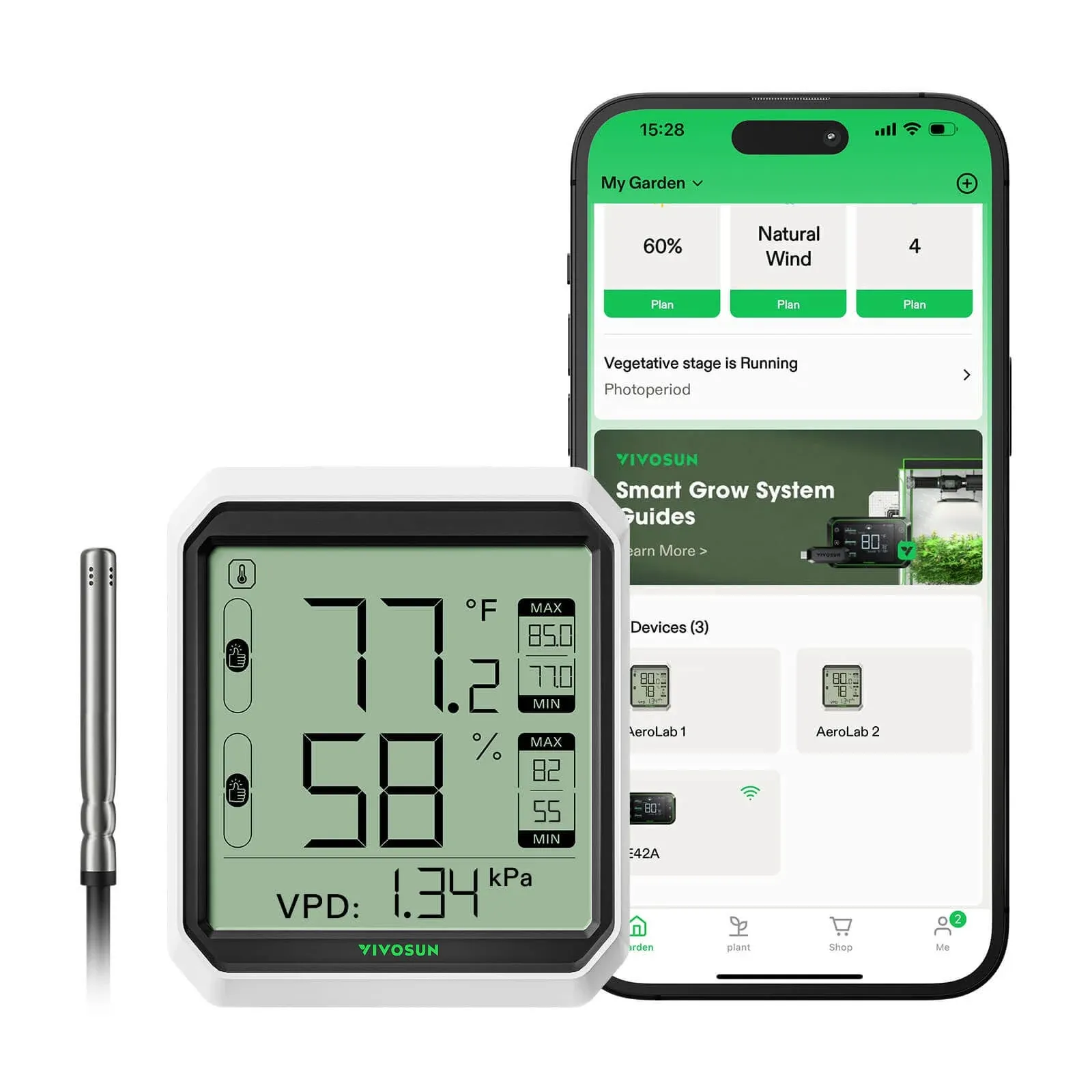 AeroLab THB1S Bluetooth Hygrometer Thermometer, External Sensor Probe Included