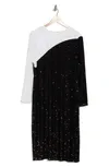 Shop Anne Klein Colorblock Sequin Midi Dress In Black