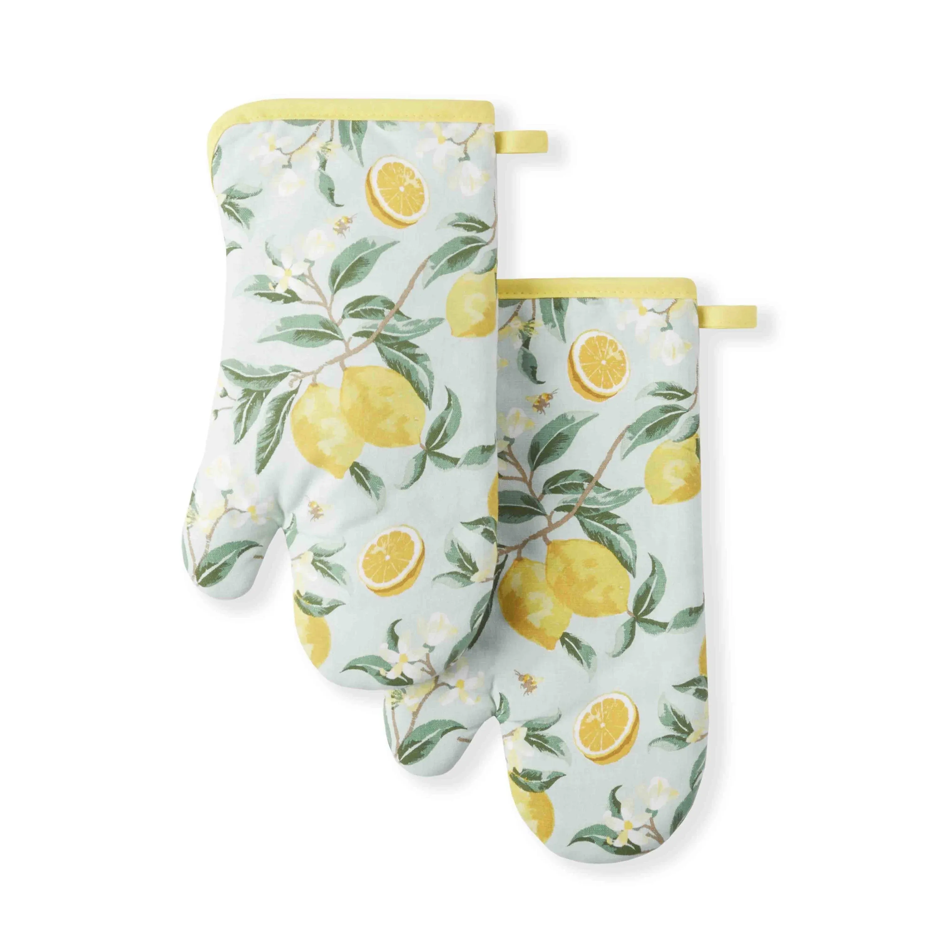 Martha Stewart Lemon Whimsy Oven Mitt 2-Pack Set, Yellow, 7"x13"