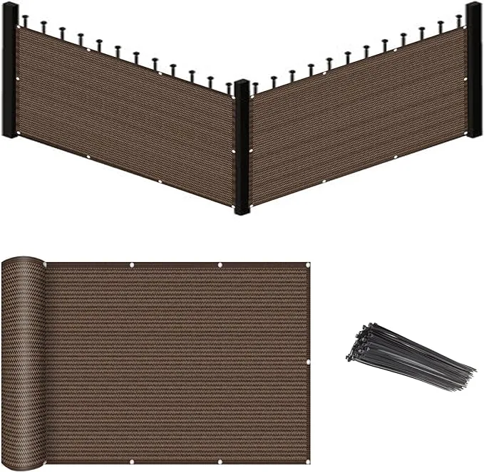 Eden's Decor Balcony Privacy Screen Fence Brown 3'x 15' Privacy Screen Mesh UV Protection Weather-Resistant for Patio, Deck, Porch, Railing, Gardening