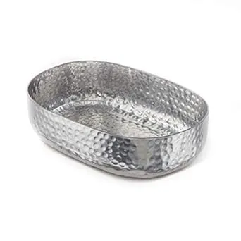 American Metalcraft ABHS69 Hammered Aluminum Entrée Basket, Oval, Silver, 48-Ounces