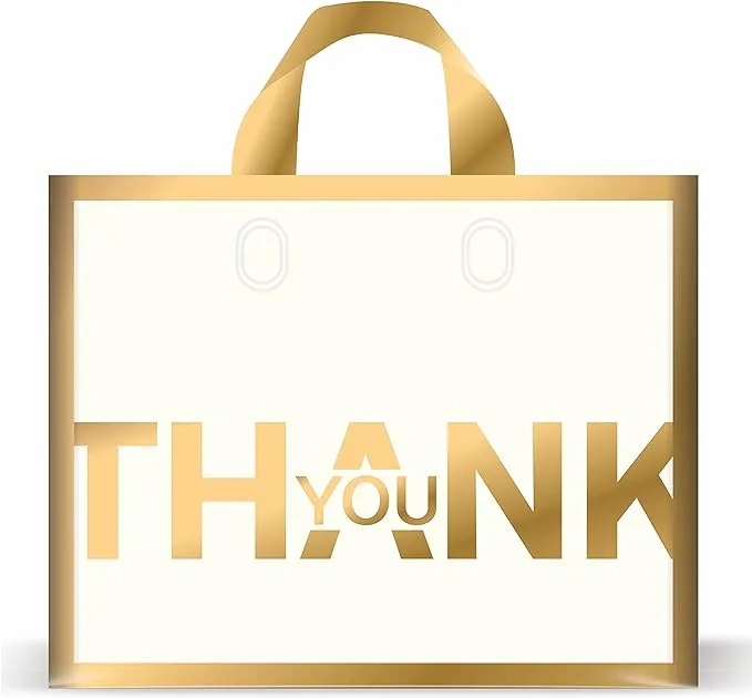 Thank You Bags Shopping Bags, 50 Pack 12X15Inch Extra Thick Plastic Boutique