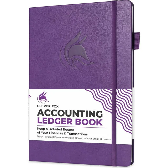 Clever Fox Accounting Ledger Book – Accounting Book for Small Businesses & Personal Use – Columnar Account Book Ledger for Tracking Money, Expenses, Deposits & Balance – Large, 7x10″ (Purple)