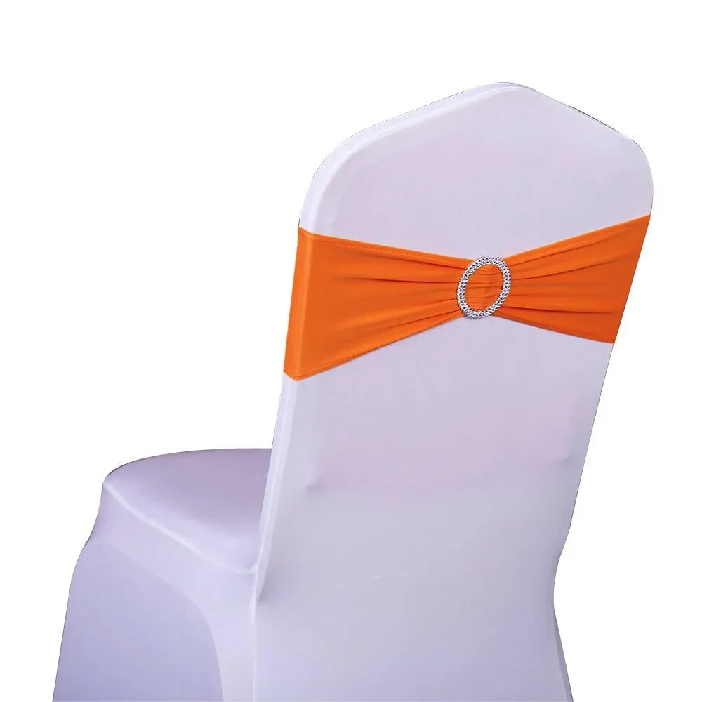 SINSSOWL Pack 50pcs Elastic Slider Chair Sashes Spandex Chair Cover Band Bows ...