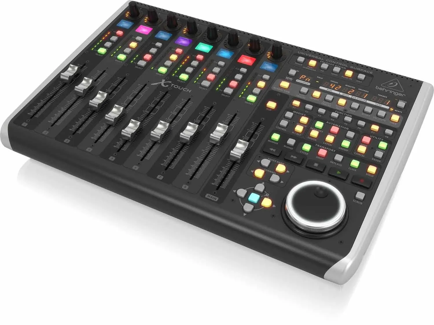 Behringer X-TOUCH Universal Control Surface with 9 Touch-Sensitive Motor Faders, LCD Scribble Strips and Ethernet/USB/MIDI Interface