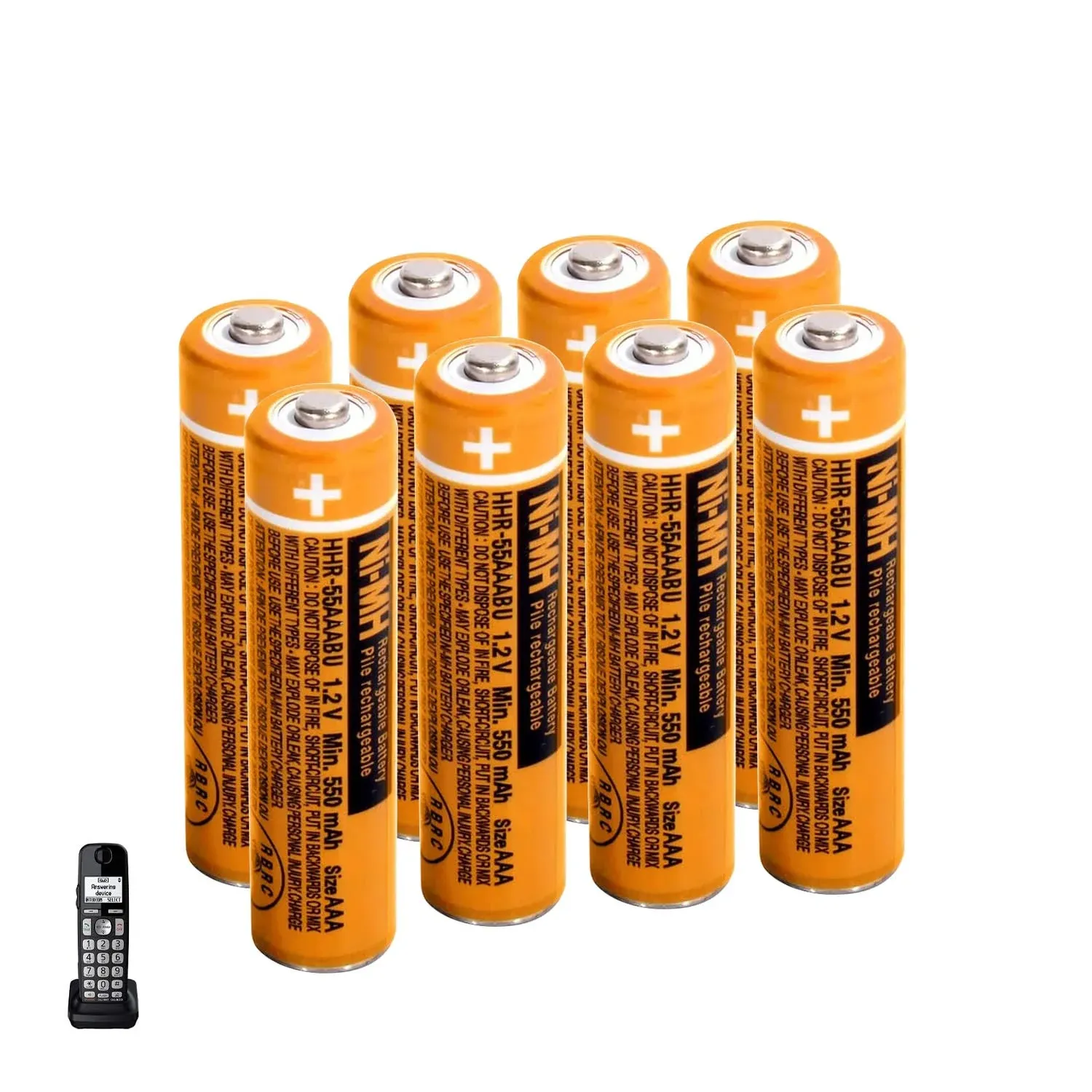 Goovalue88 8 Pack 550mAh NiMH Rechargeable Battery, 1.2V HHR-55AAABU AAA Battery for Panasonic Cordless Phone, Size: One Size