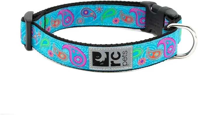 RC Pets 1 inch Adjustable Dog Clip Collar Medium Tropical Paisley