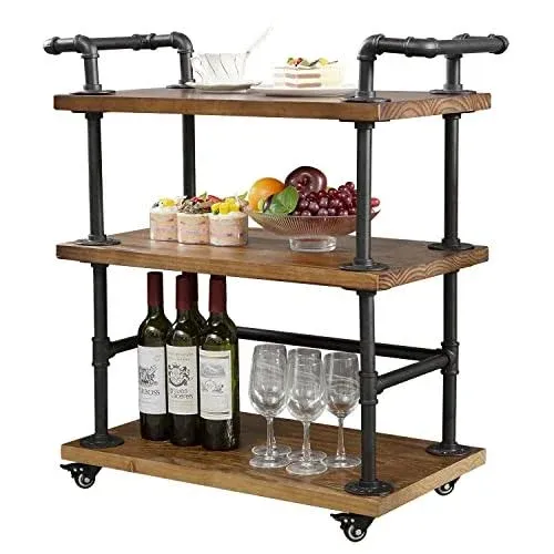 DOFURNILIM Industrial Bar Carts/Serving Carts/Kitchen Carts/Wine Rack Carts on ...