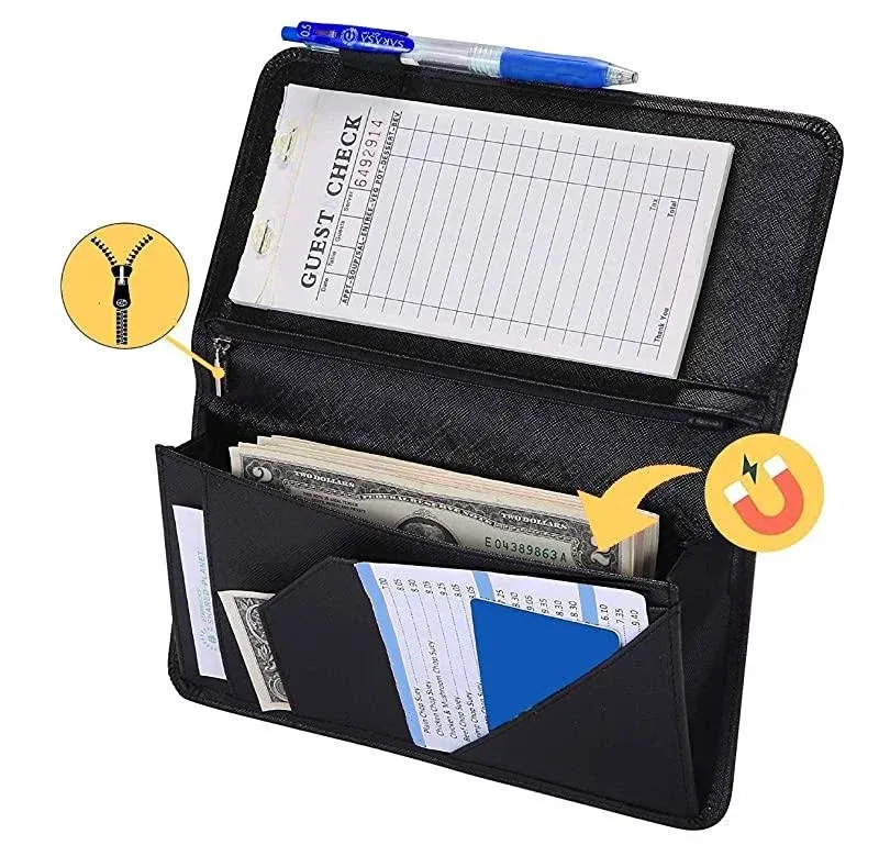 Mymazn Server Book with Zipper Pocket and Magnetic Closure Server Booklet ...