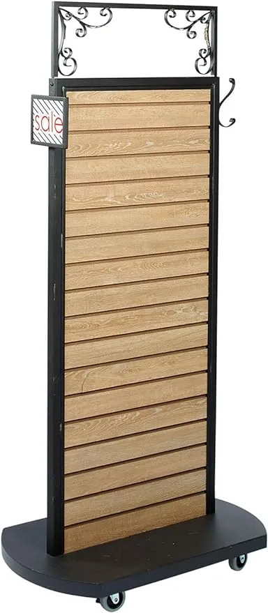 Slatwall Rolling Merchandiser (Caramel Oak) - 32"W x 20"D x 67 1/2"H