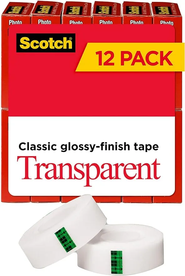 Scotch Transparent Tape, 3/4 in x 1000 in, 12 Boxes/Pack (600K12)