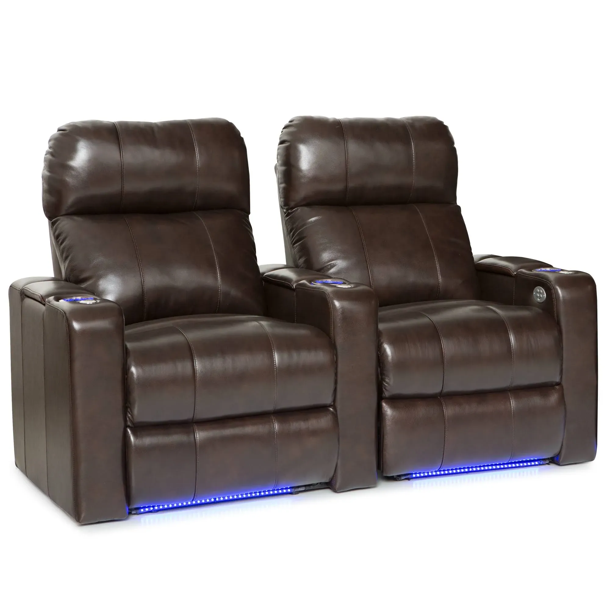 Seatcraft Monterey Home Theater Seating Row of 2 Brown Leather Power SEATS