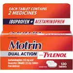 Motrin Dual Action with Tylenol Ibuprofen & Acetaminophen - 120 ct