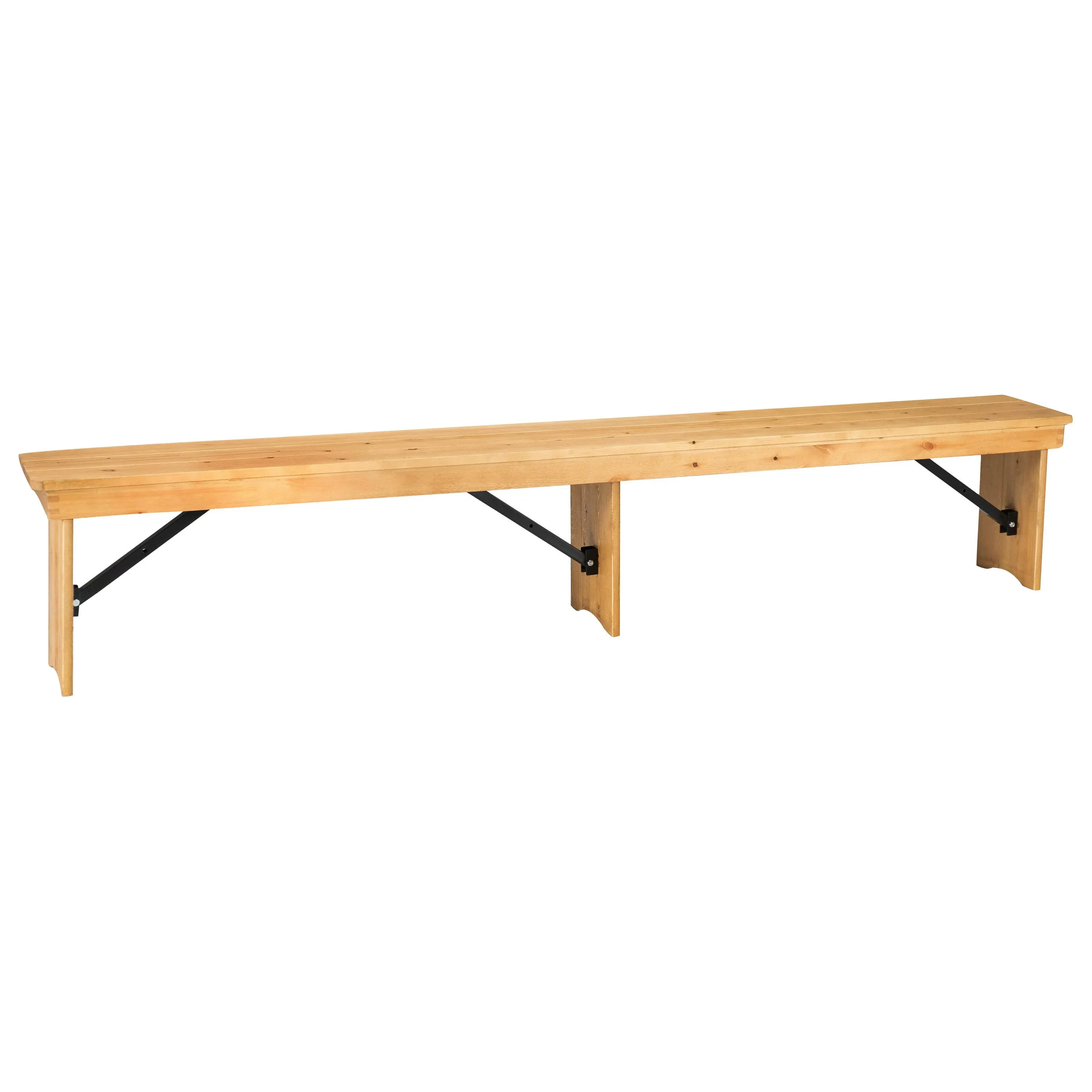 Flash Furniture Hercules 8' x Antique Rustic Solid Pine Folding Farm Bench with 3 Legs XA-B-96X12-L