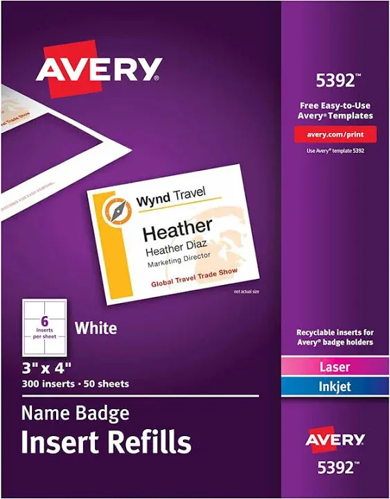 Avery Name Badge Insert Refills