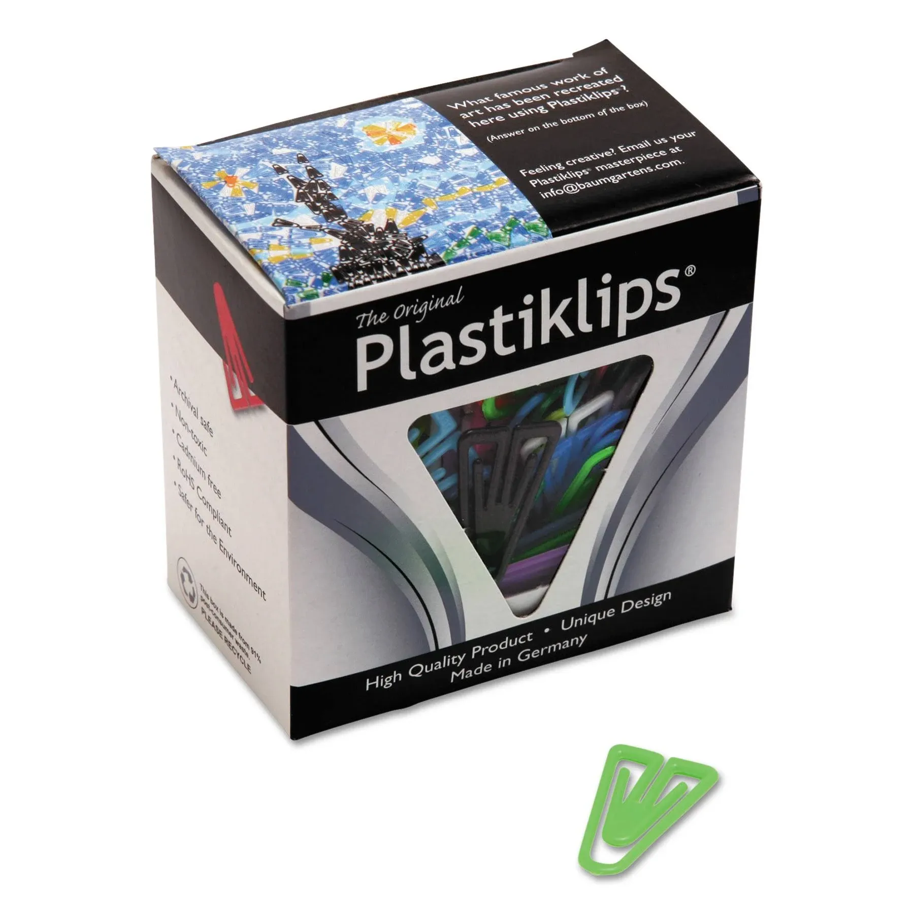 Baumgartens Plastiklips Paper Clips Medium Assorted Colors 500/Box