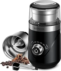 SHARDOR Adjustable Coffee Grinder Electric,Grain mills, Herb Grinder, Spice Grinder, Coffee Bean Grinder, Espresso Grinder with 1 Removable Stainless Steel Bowl, Black