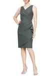 Side Pleat Sheath Cocktail Dress In Olive