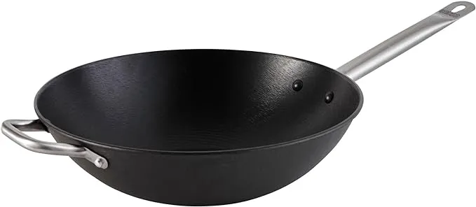 IMUSA | &quot;14&quot;&quot; Light Cast Iron Wok with Stainless Steel Handle | Realry