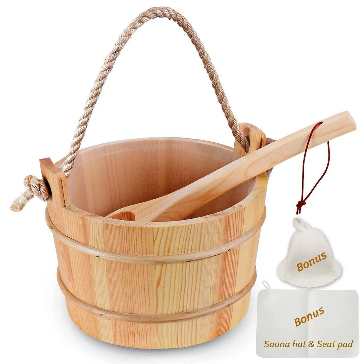 Bestnewie Sauna Bucket with Ladle