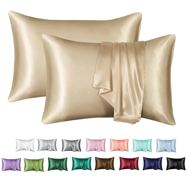 Bedsure Satin Pillow Cases for Hair and Skin Queen- Silk Satin Pillowcase Set US