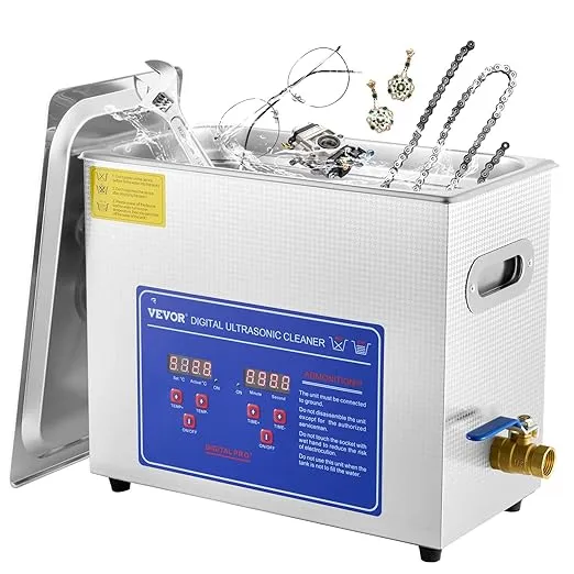 VEVOR Ultrasonic Cleaner with Digital Timer & Heater, Professional Ultra Sonic Jewelry Cleaner, Stainless Steel Heated Cleaning Machine for Glasses