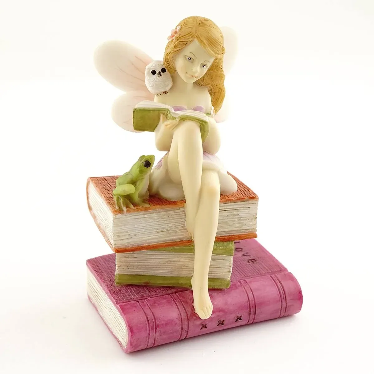 Top Collection Miniature Garden and Terrarium Fairy Reading on Books with Frog