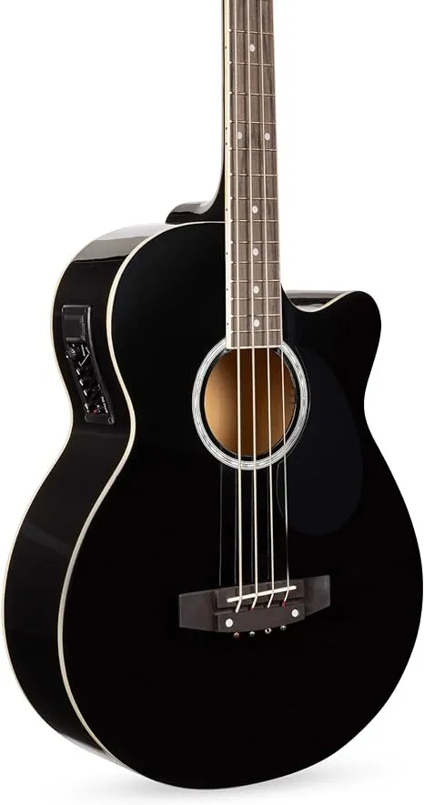 Best Choice Products Acoustic Electric Bass Guitar - Full Size, 4 String, Fretted Bass Guitar - Black