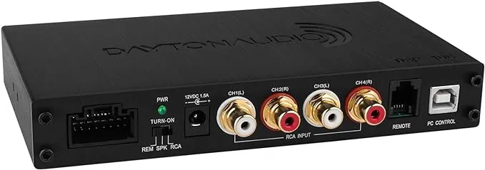 Dayton Audio DSP-408 4 Input 8 Output DSP Digital Signal Processor with Built-in EQ, Crossovers, Time Alignment, and Input/Output Mixing for Home and Car Audio