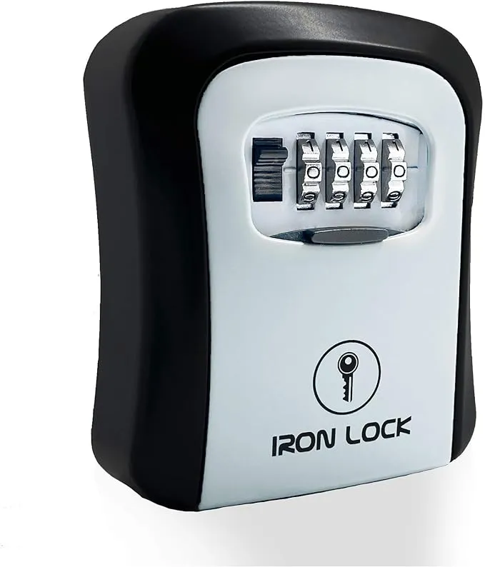 Iron Lock Medium Wall Mount Key Lock Box (Grey)