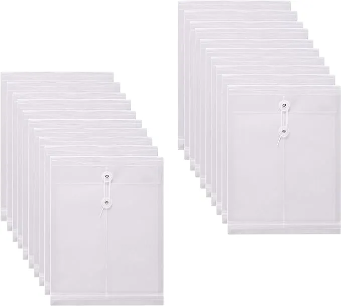 SMARTOFFICE Letter Size Clear Poly Envelopes with String Closure Top Opening ...