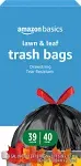 Lawn &amp; Leaf Drawstring Trash Bags, Unscented, 39 Gallon, 40 Count