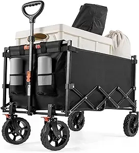 Navatiee Wagon Cart Heavy Duty Foldable, Collapsible Wagon with Smallest Folding Design, Utility Grocery Wagon for Camping Shopping Sports