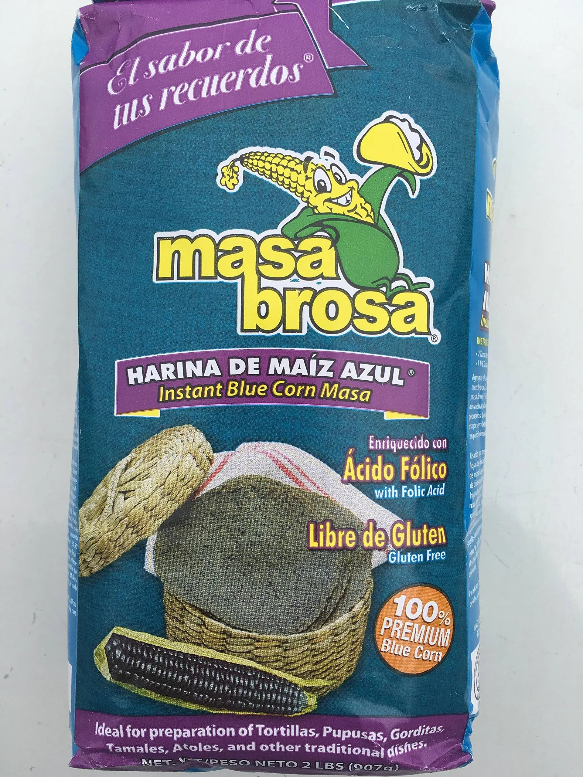 Masabrosa Blue Corn Masa Flour Harina Azul Premium Quality 100% Natural Gluten ...